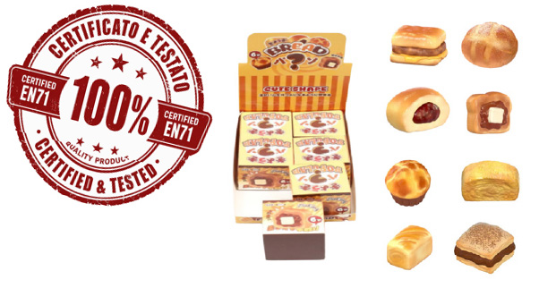 SQUISHY Bread Dolcetti ripieni PU Slow Rise (Ricrescita Lenta) 6cm – 8ass In Blind Box (xcm) – In espo da 8pz…x8…x256